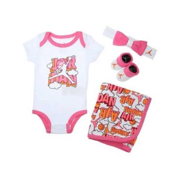 JORDAN BABY SET GIRLS HEADBAND/BOOTIE/BLANKET  (BC) 'PINK'